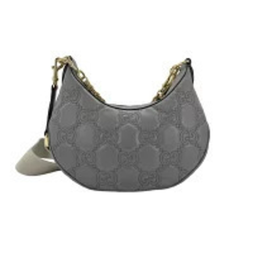 Gucci Gray GG Matelasse Half Moon Hobo Bag quilted leather chain strap